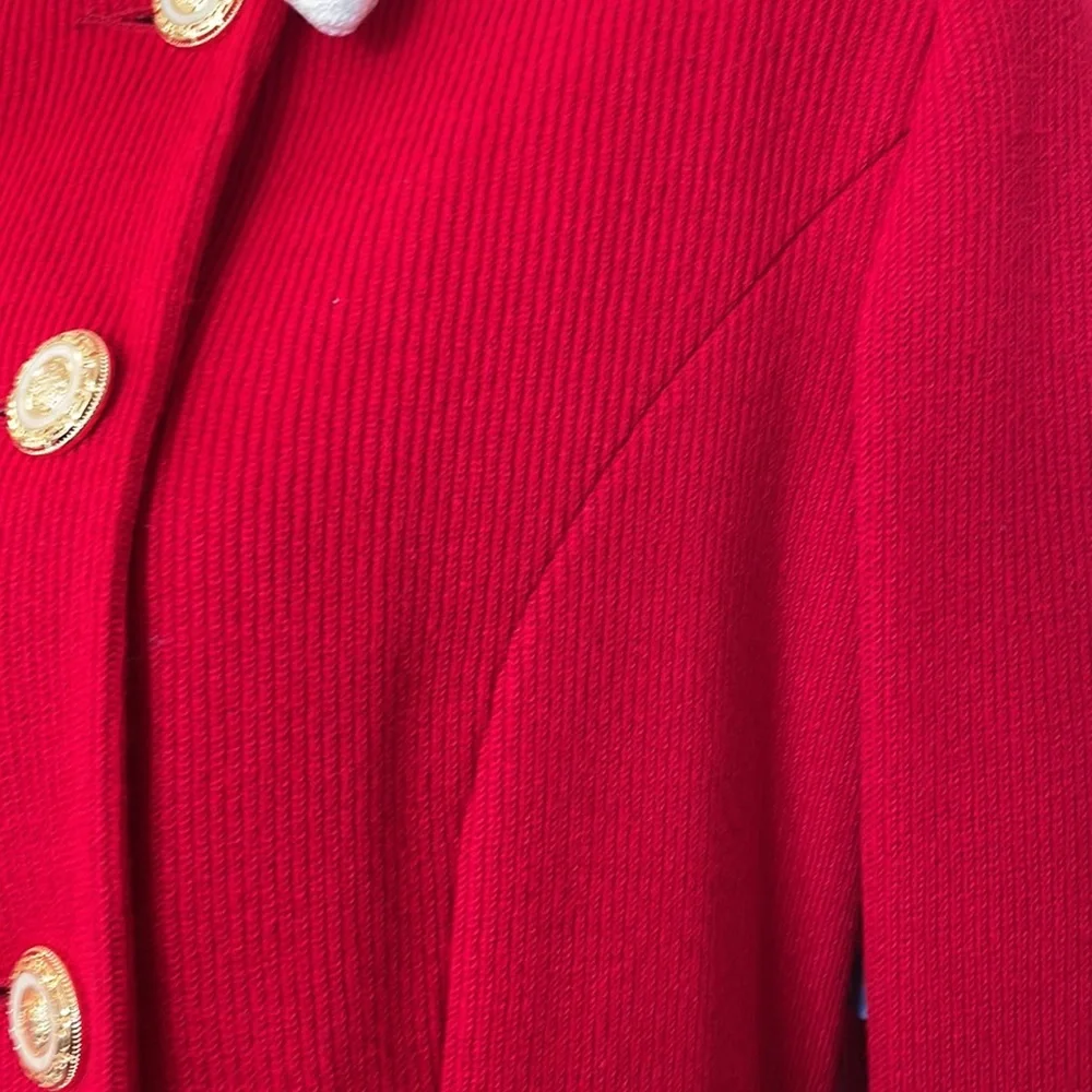 OLEG CASSINI VINTAGE CAREER QUIET LUXURY Y2K KNIT SUIT DBL BREASTED RED SZ 8